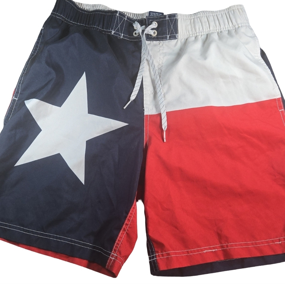 George Men's Red, White, and Blue Board Shorts, Summer, Swim, Resortwear